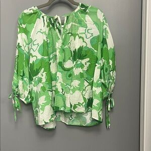 Renee C. Green Floral Blouse